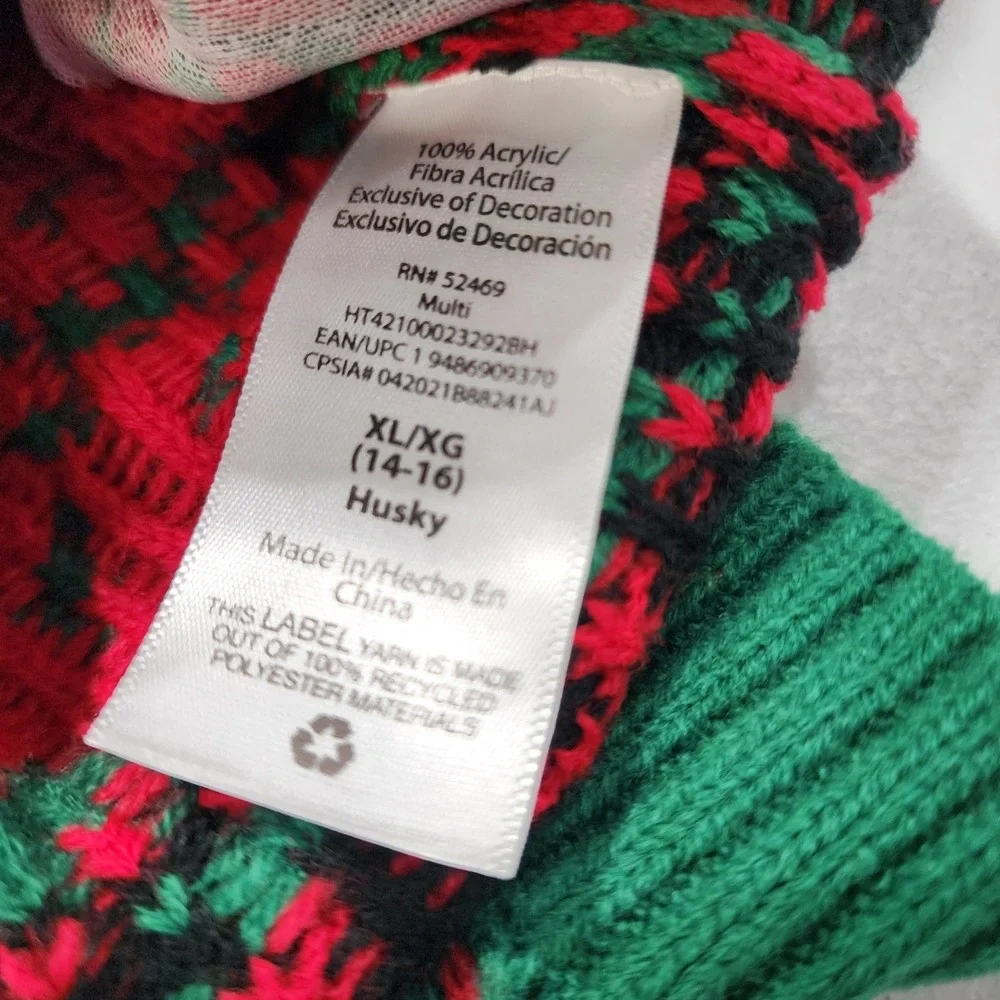 Holiday Time Boys XL 14-16 Husky Christmas Sweater Llama FaLaLaLaLlama Red Green